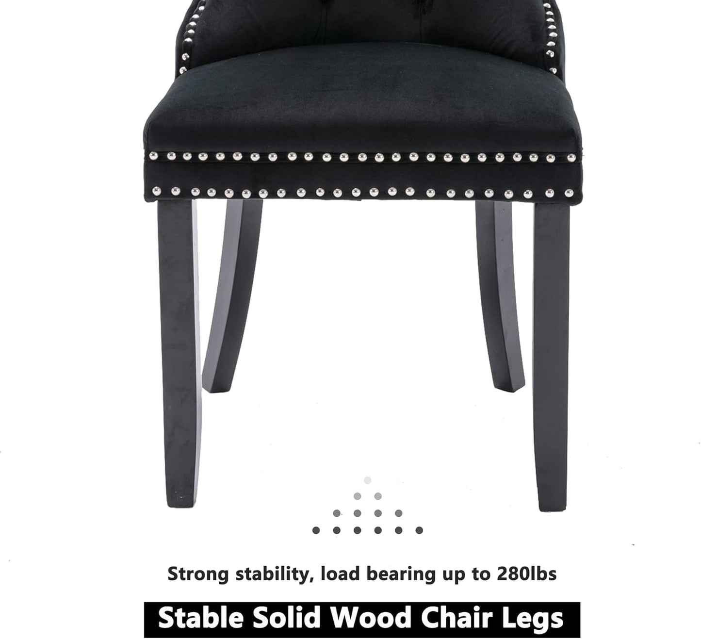 Black Velvet Tufted Dining Chairs With Nailhead Trim