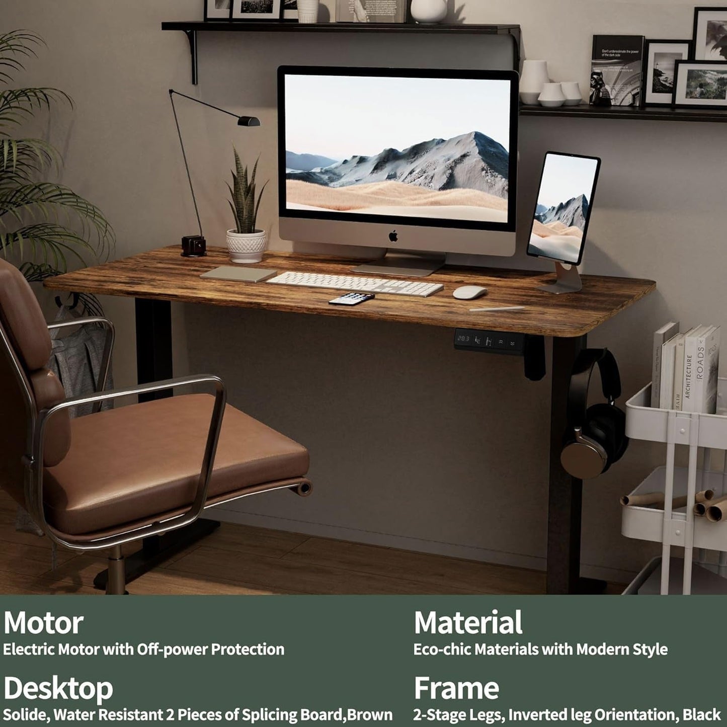 Electric Height Adjustable Standing Desk with Casters