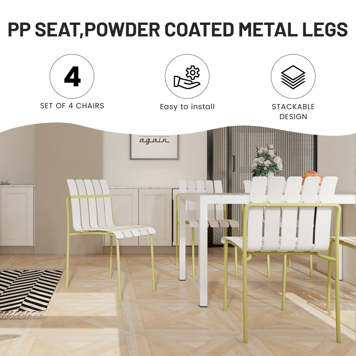 Summer - 4-Pack Modern Striped Color Block Chairs