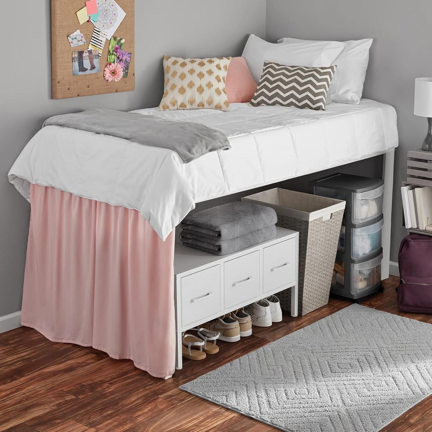 White Closet Storage Organizer With Fabric Drawers