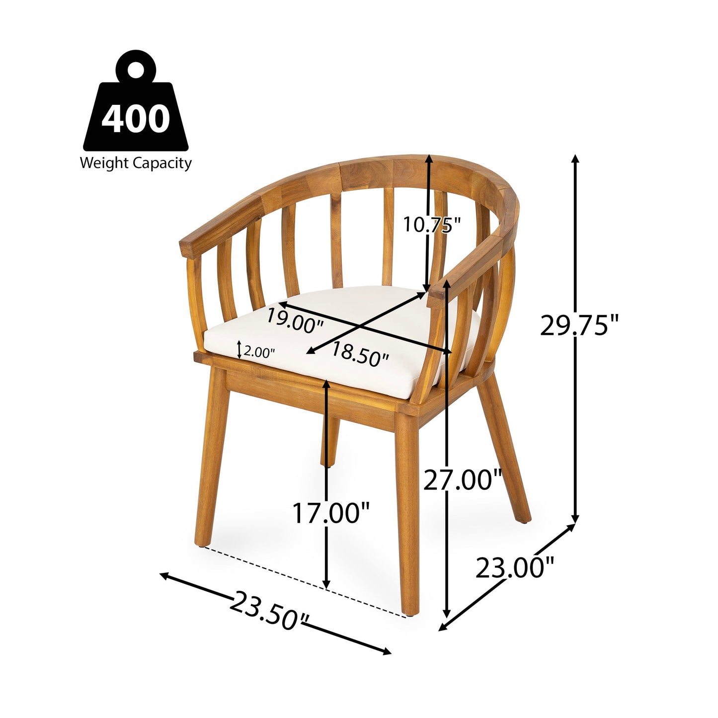 Klismos Dining Armchair Set of 2 - Teak / Beige