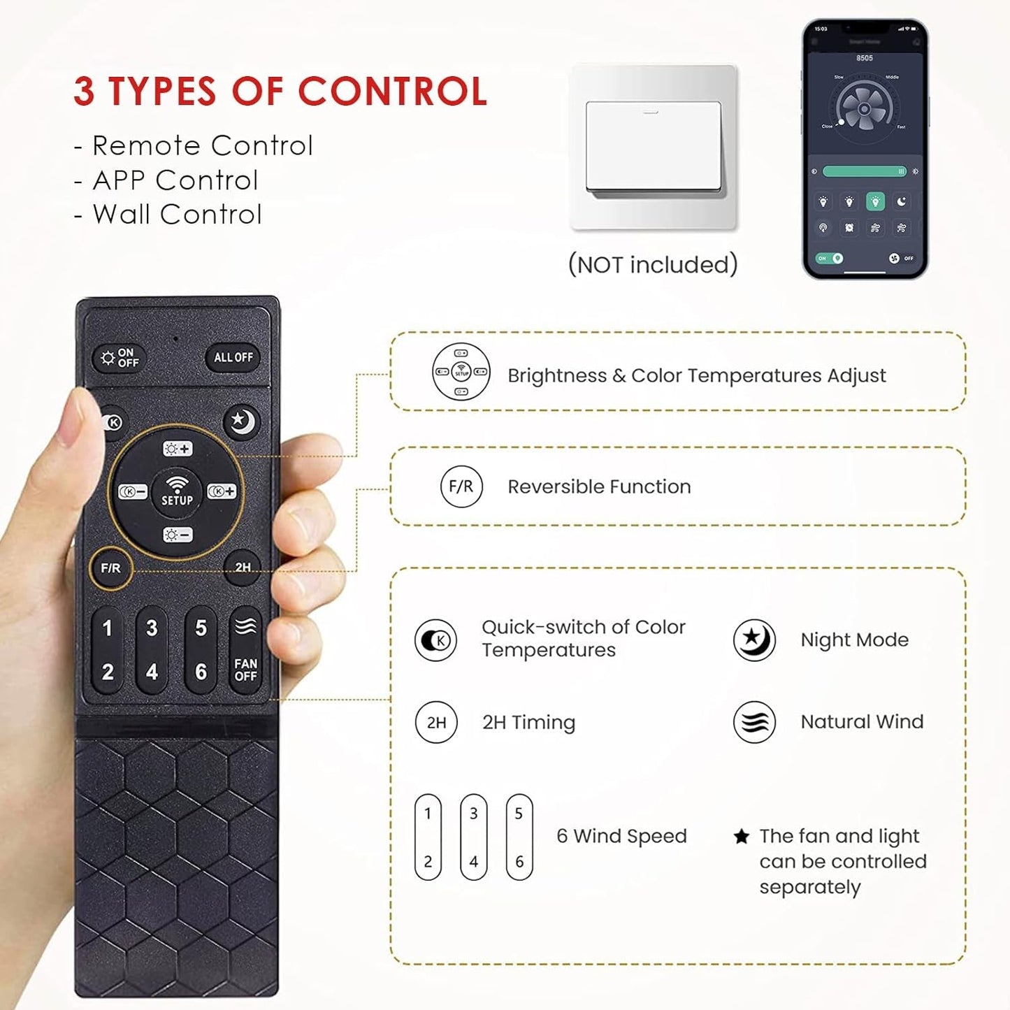 46 Inch Smart Flush Mount Ceiling Fan With Dimmable Lights