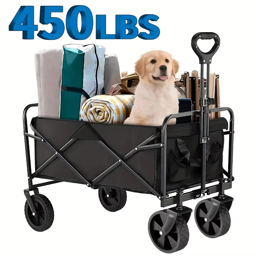 Wagon Cart Foldable Heavy Duty Utility Cart for Groceries, Sports, Gardening, Shopping Portable Folding Cart Foldable Cat
