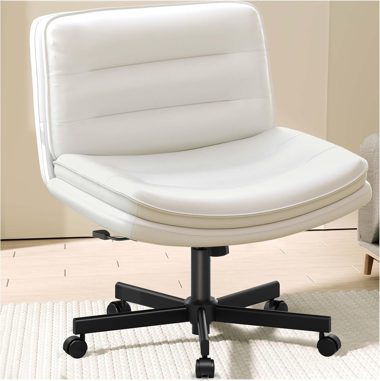 Criss Cross Office Chair Beige With Wheels For Home Office