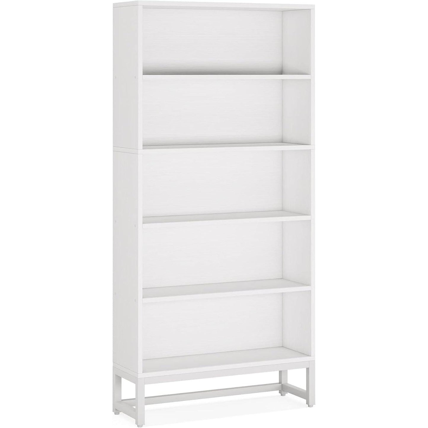Tall 70.8 Inch Bookcase 5 Tier Heavy Freestanding White