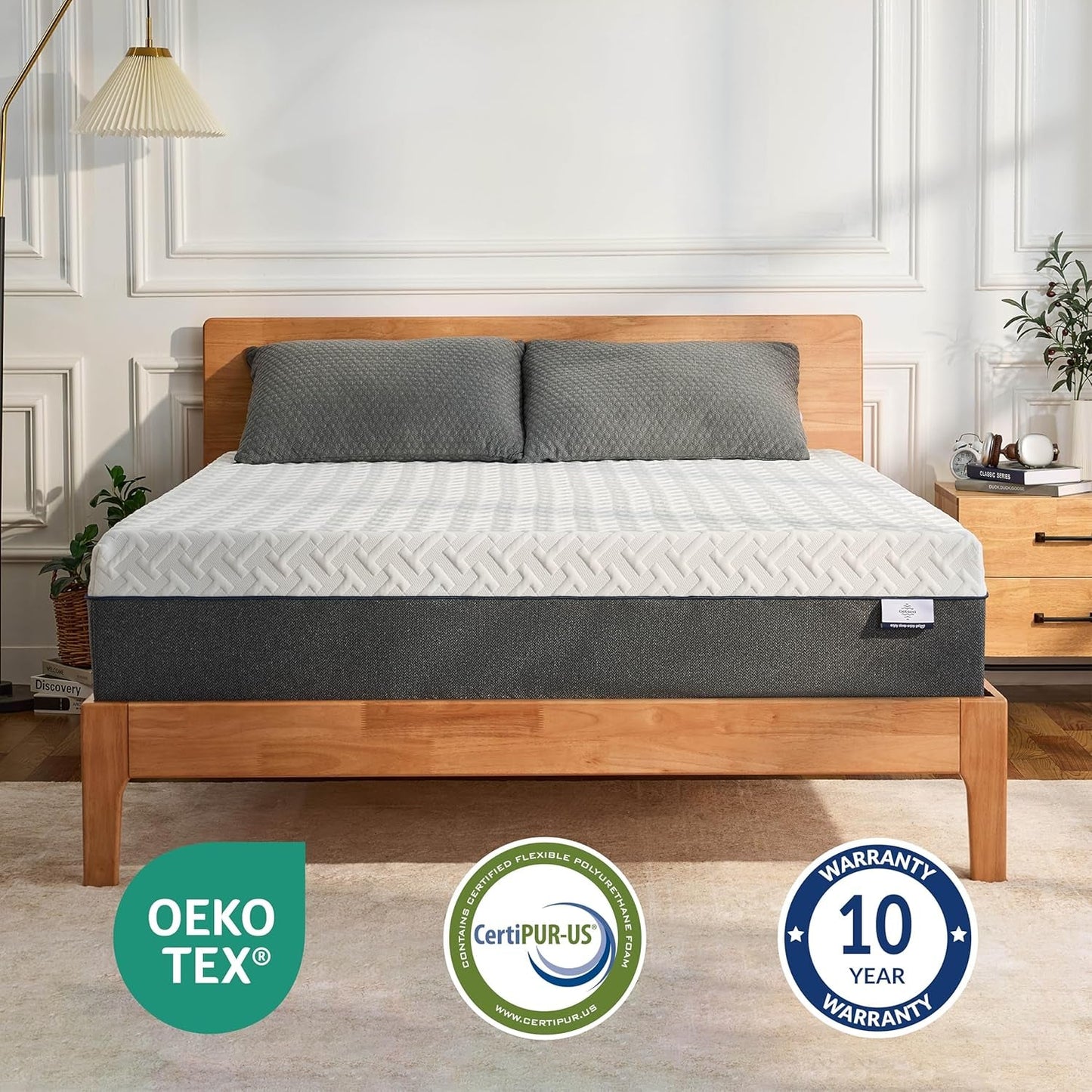 Queen Memory Foam Mattress Gel Cooling CertiPur US Certified