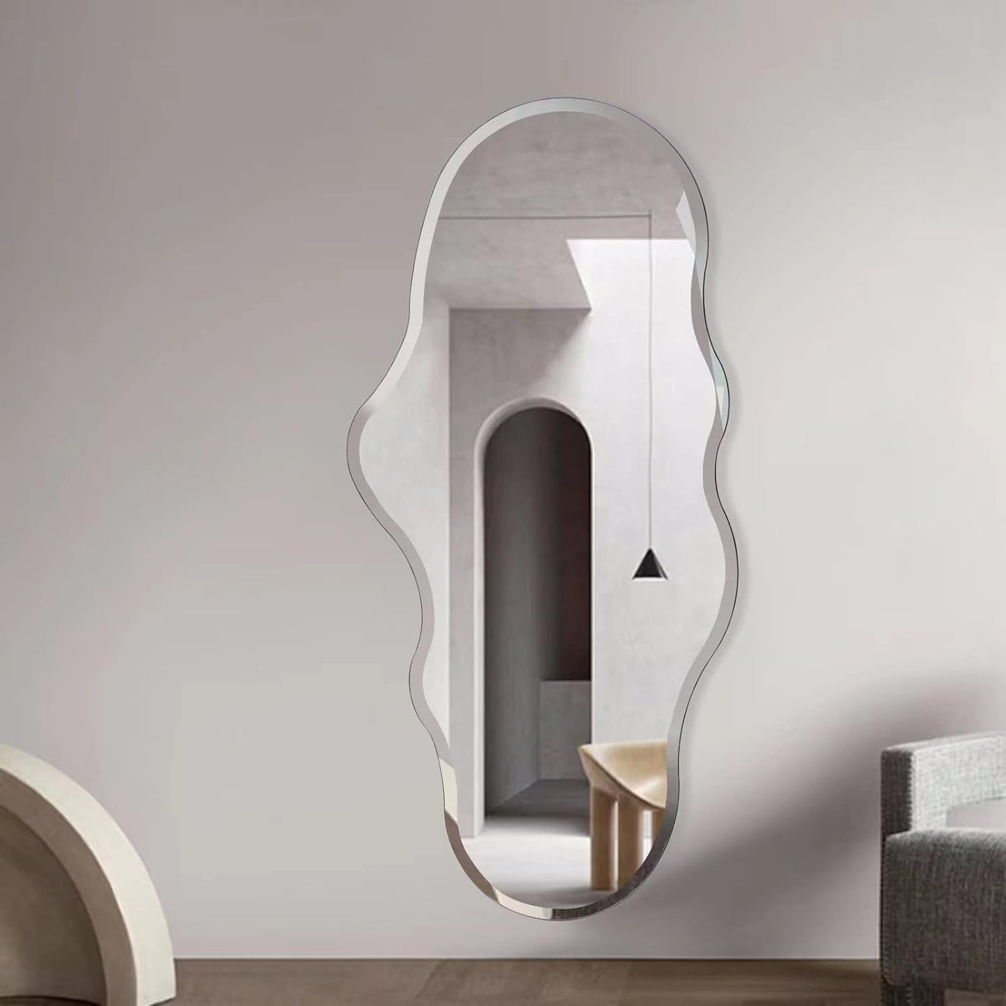 Full Length Wall Mounted Mirror 47x23 Frameless White