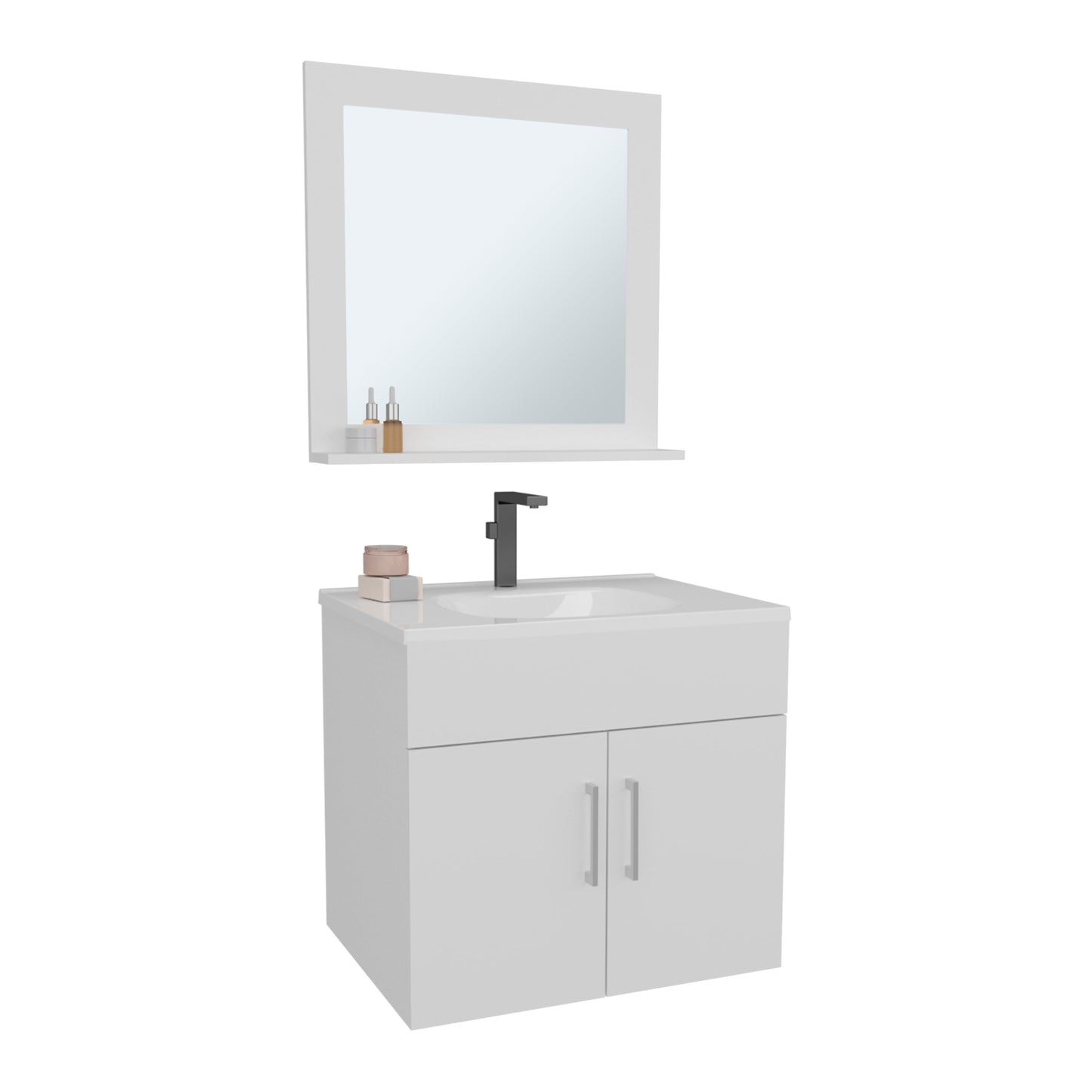 Bathroom Set, Vanity Sink + Mirror with Storage
