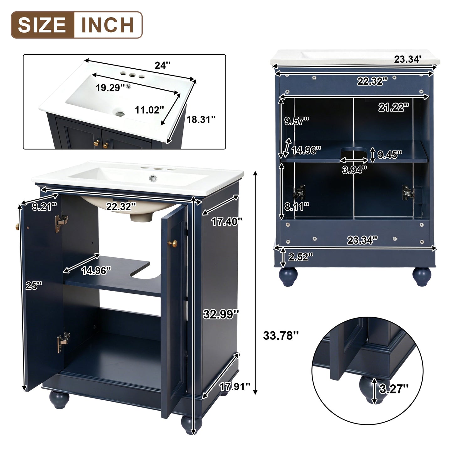 24 Inch Modern Bathroom Vanity Cabinet