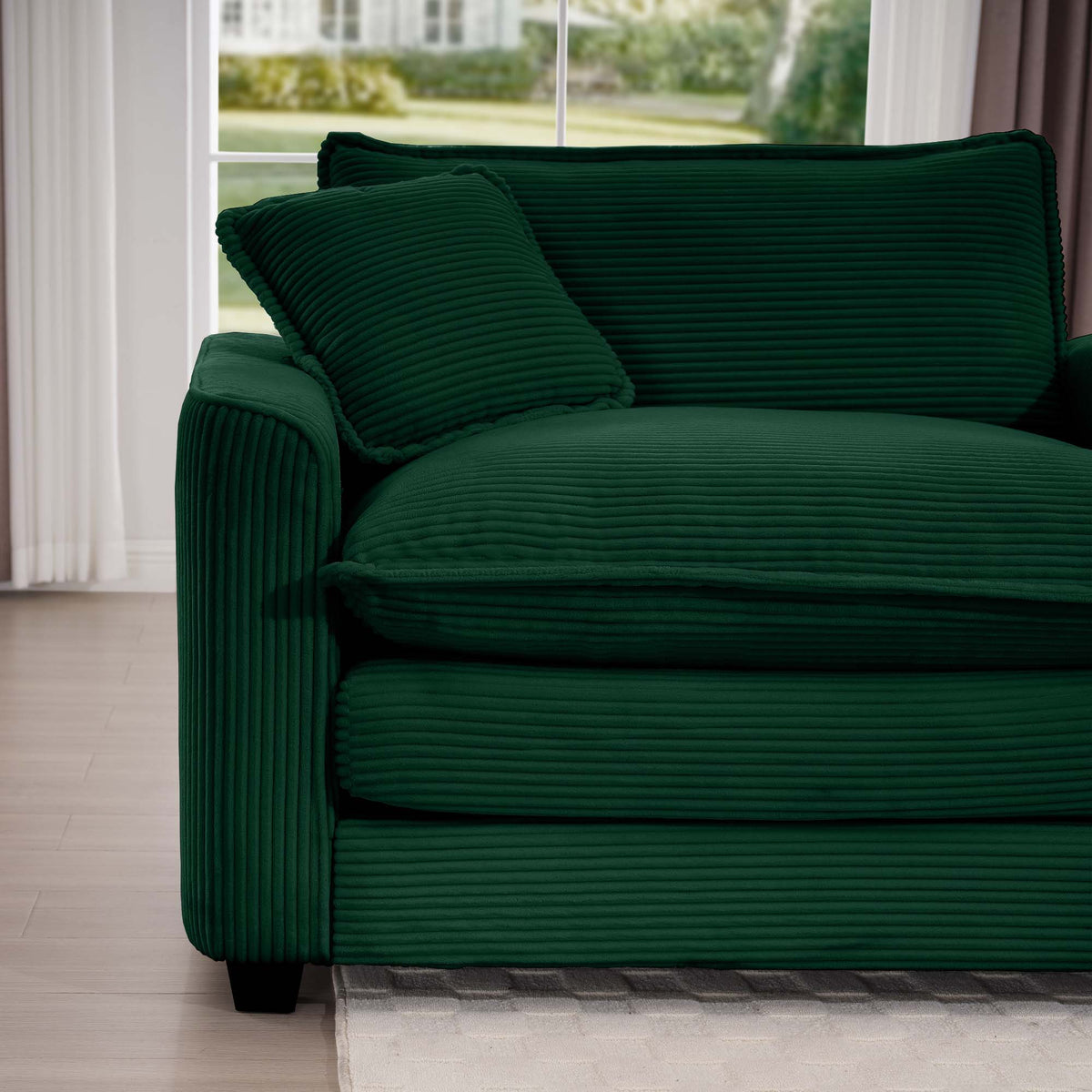 Corduroy Two-Seater Sofa with Ottoman