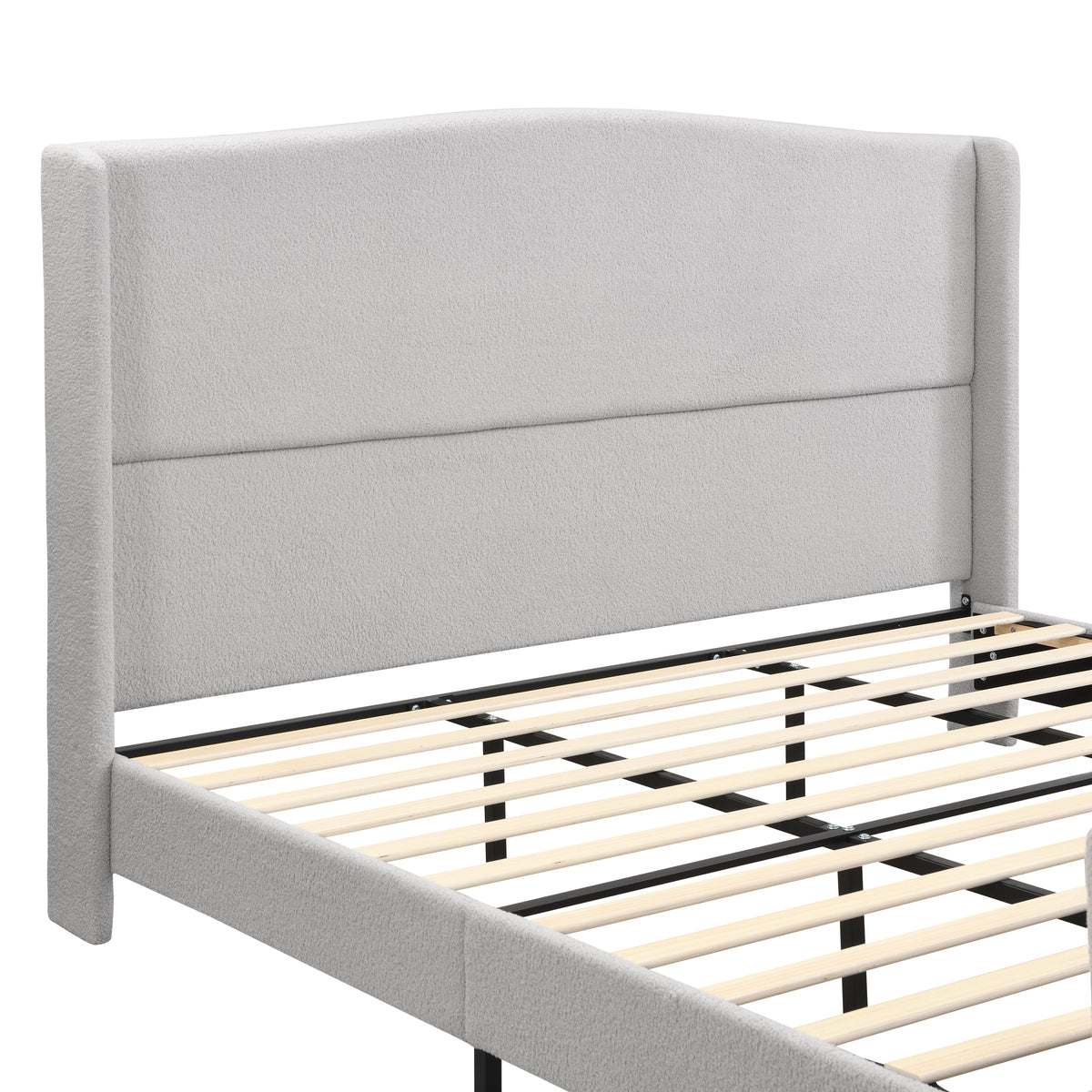 King Size Bed Frame with High Back Upholstered Headboard