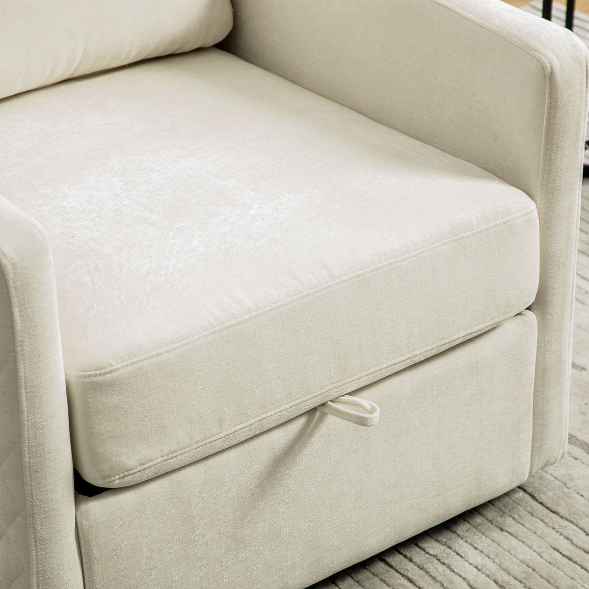 29.5"W Upholstered 360° Swivel Armchair with Hidden Storage