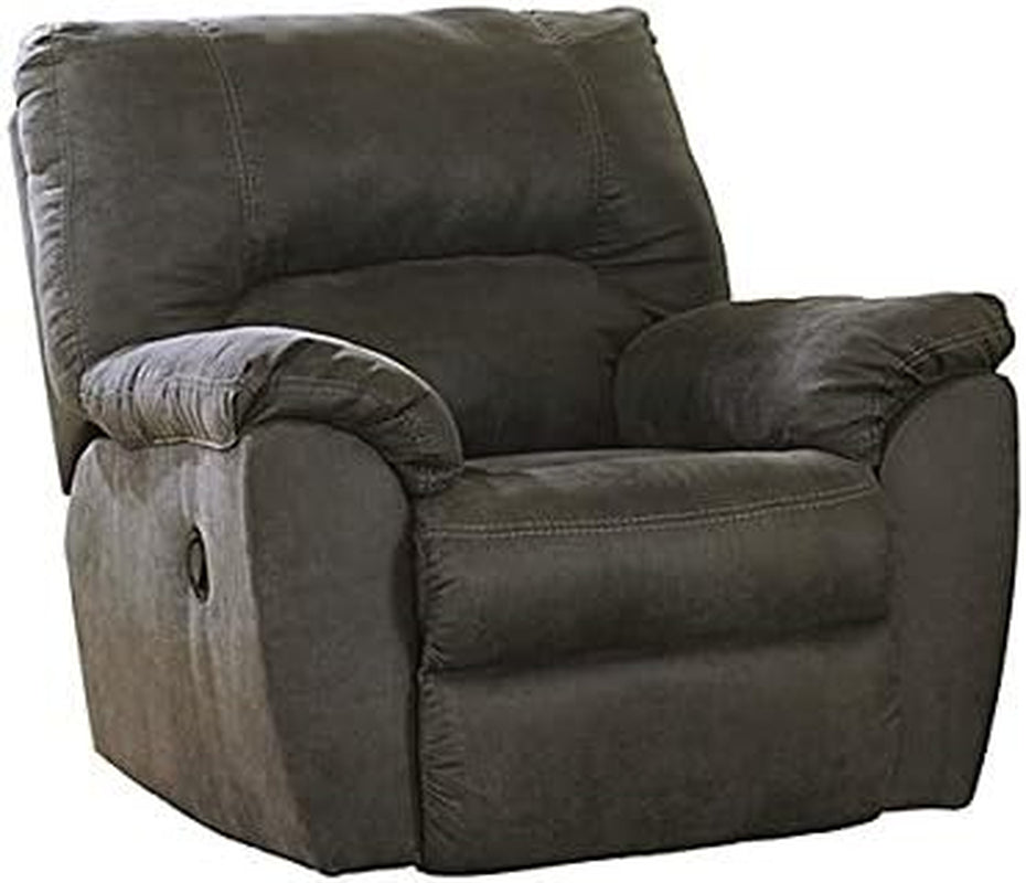 Gray Faux Leather Manual Rocker Recliner Chair Standard