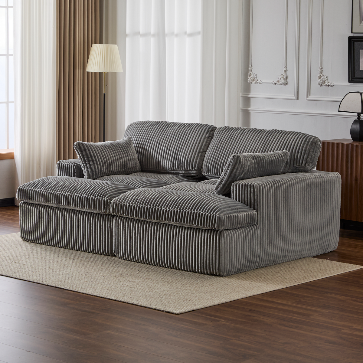 Oversized Corduroy Double Chaise Lounge Chair