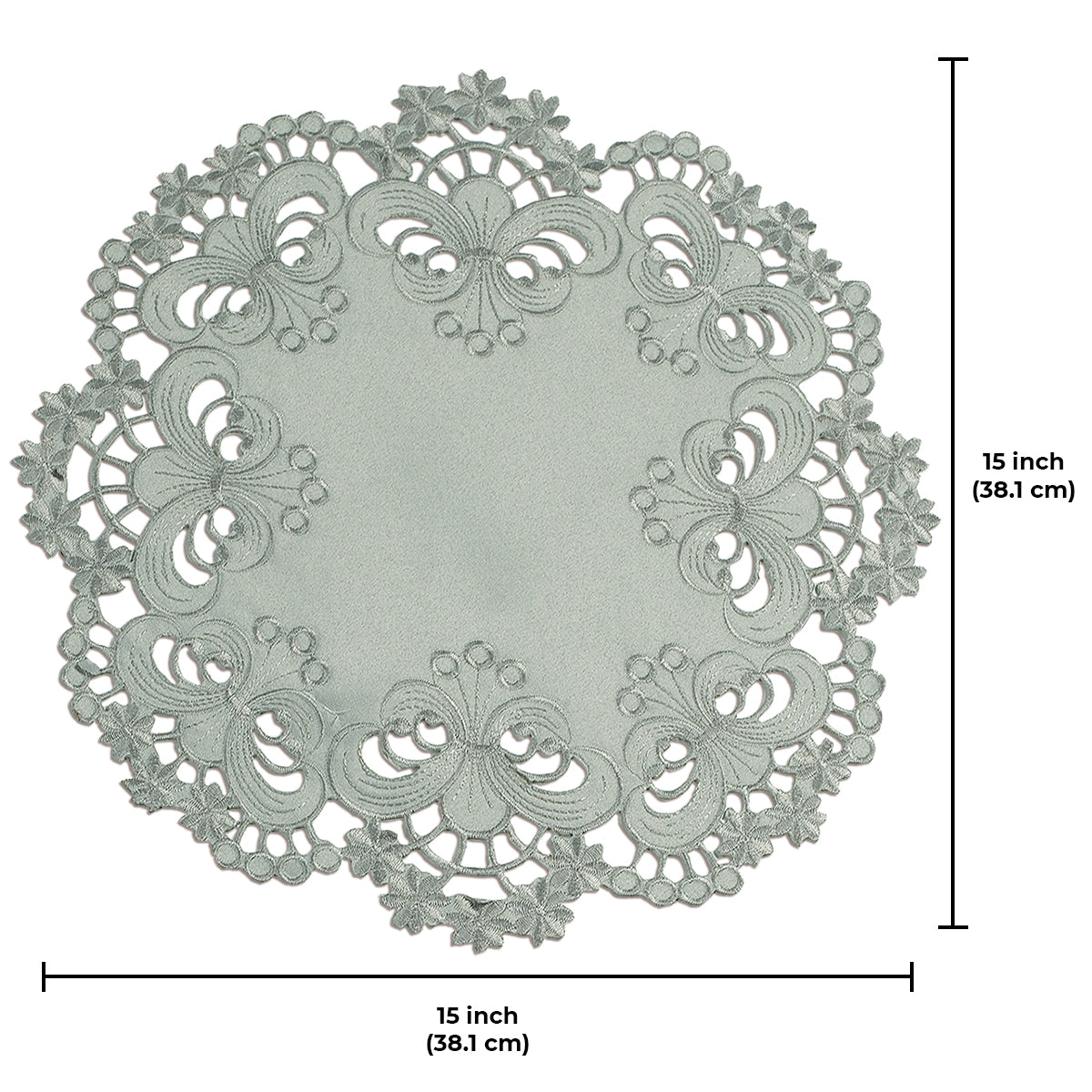 Gray Round Placemat - Embroidered Linen Mats | Rustic Table Decor Doilies