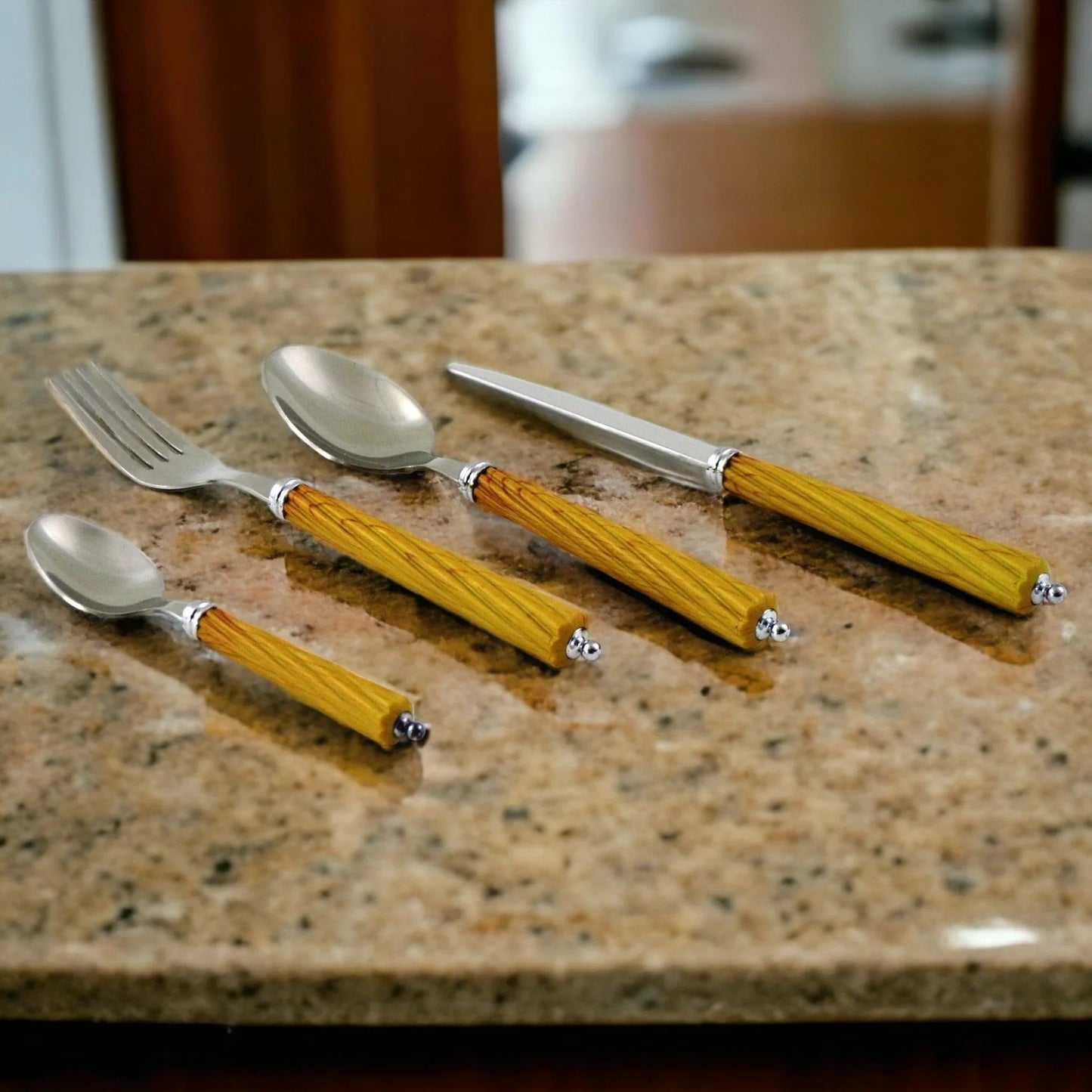 Flatware Set with Light Wood Handles