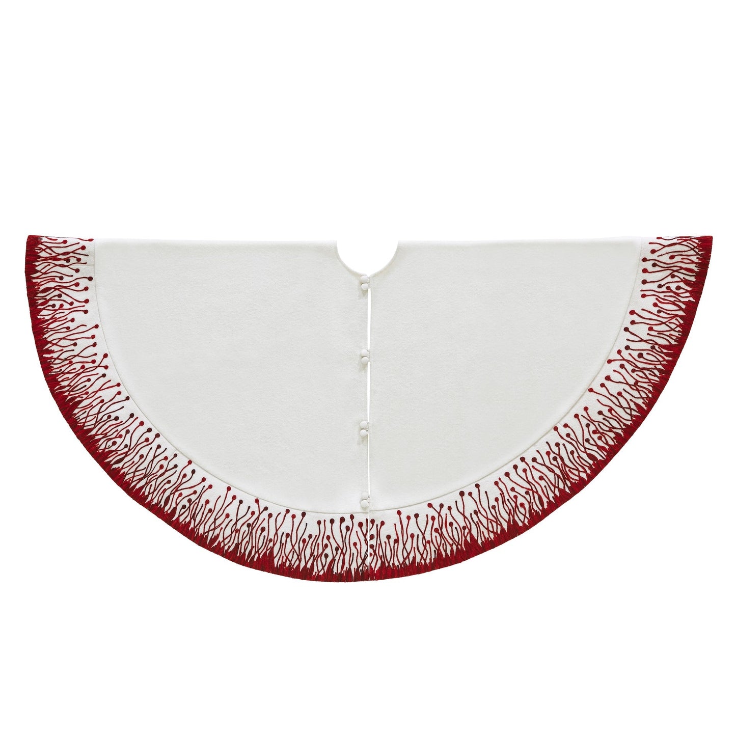 Handmade Flora Wool Christmas Tree Skirt 60" Arcadia Home