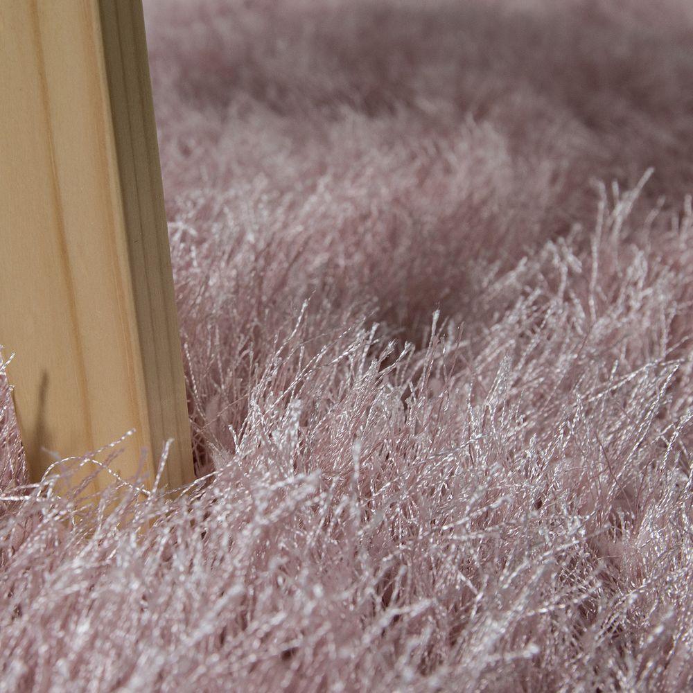 Fluffy Rug Shaggy For Living Room in Pastel Pink Soft & Shimmering