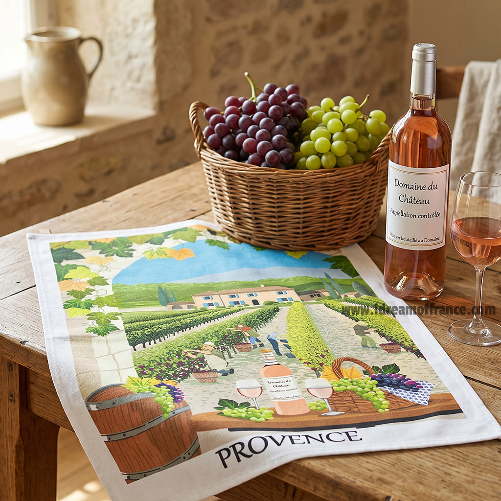 French kitchen towel - Printed cotton - Provence Winery | Label France
