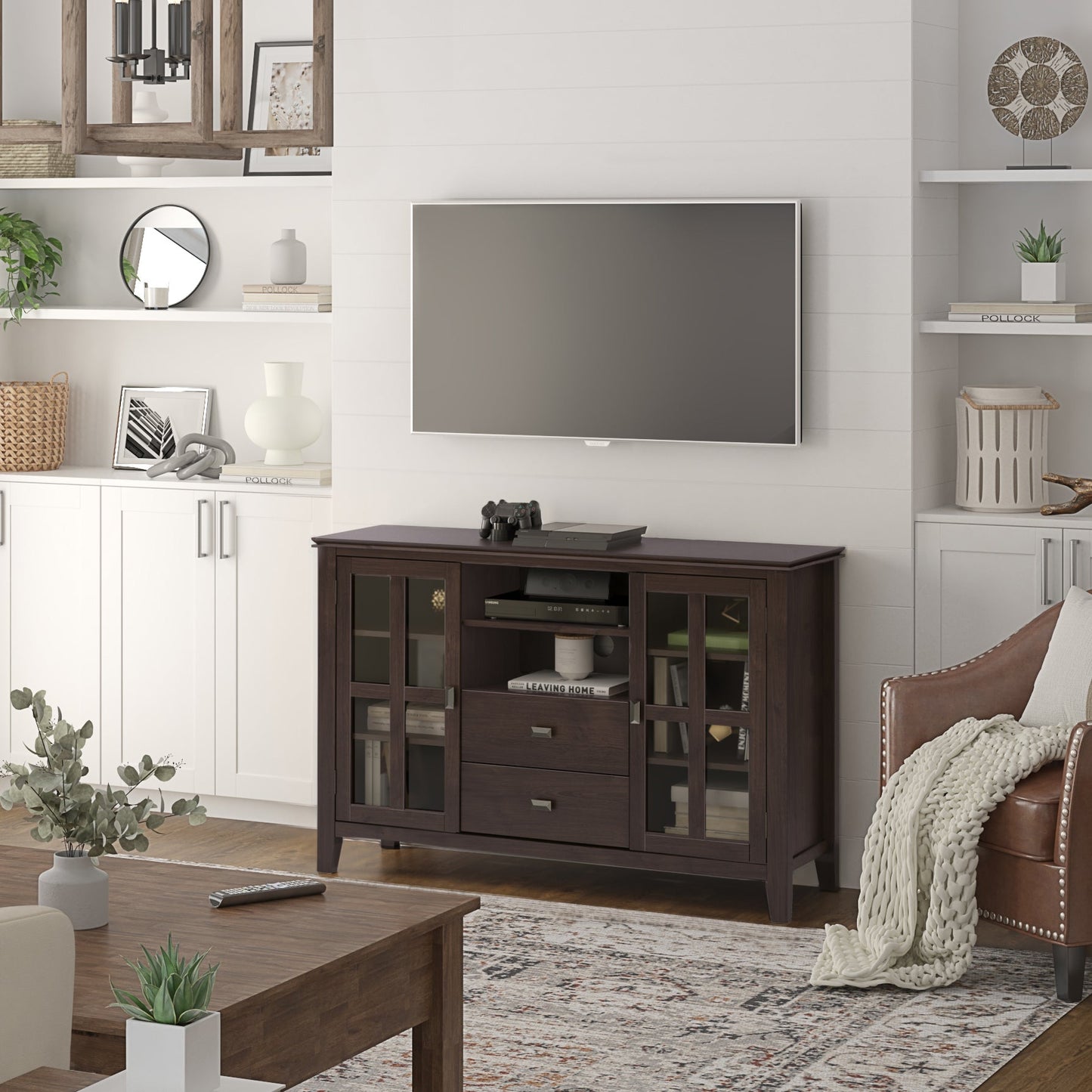 Artisan 53 Inch Wide Solid Wood Tall TV Stand