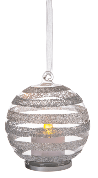 LED Beaded Ribbon Ornaments - Silver - Final Sale