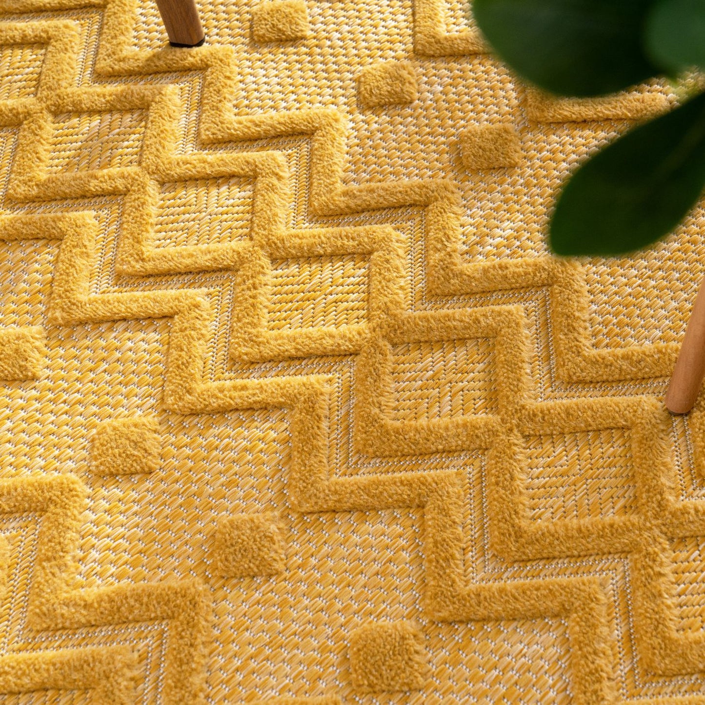 Indoor Outdoor Rug Livorno Geometric Trellis Pattern In Yellow