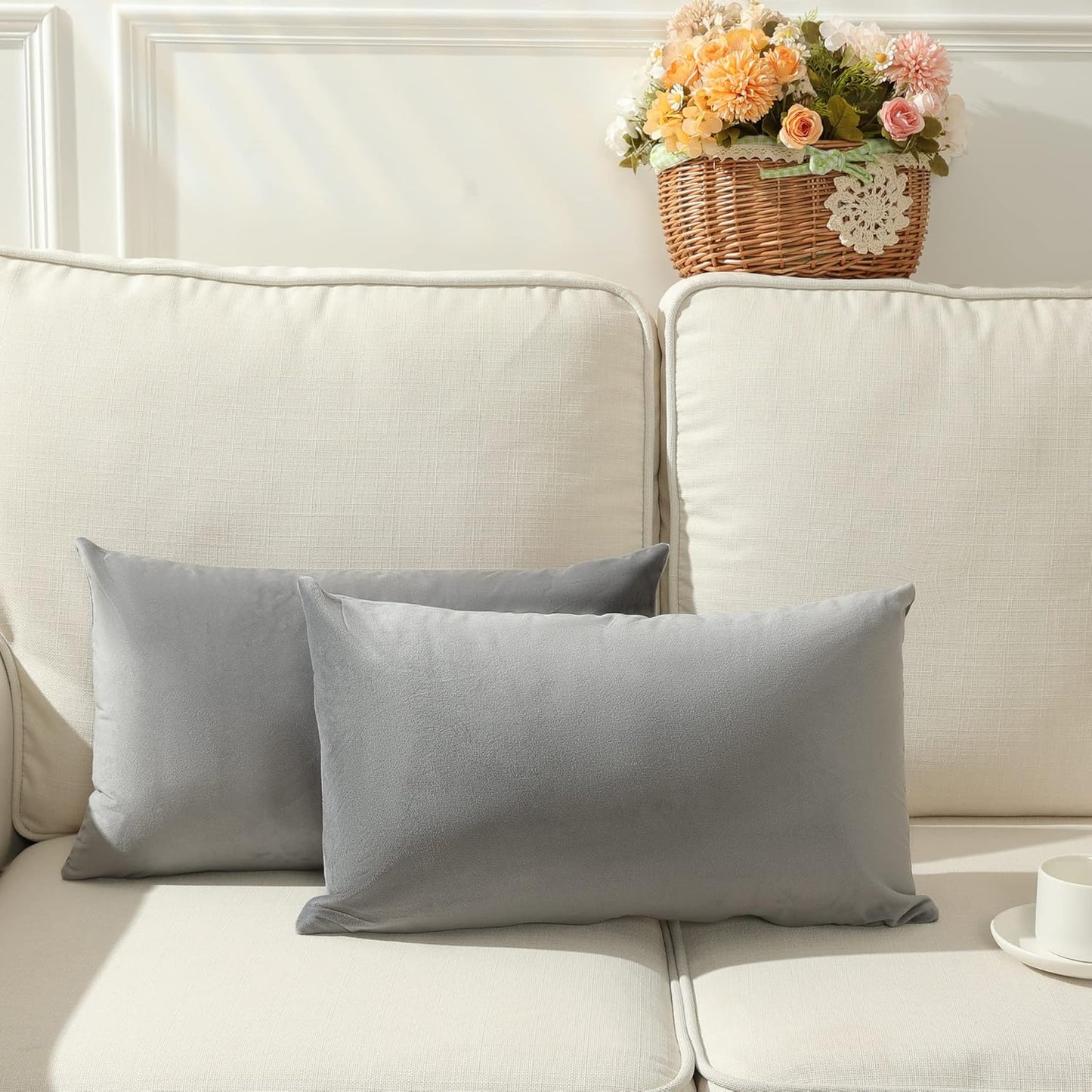 12"x20" luxury velvet lumbar support throw pillow | 7 vibrant colors | insert included