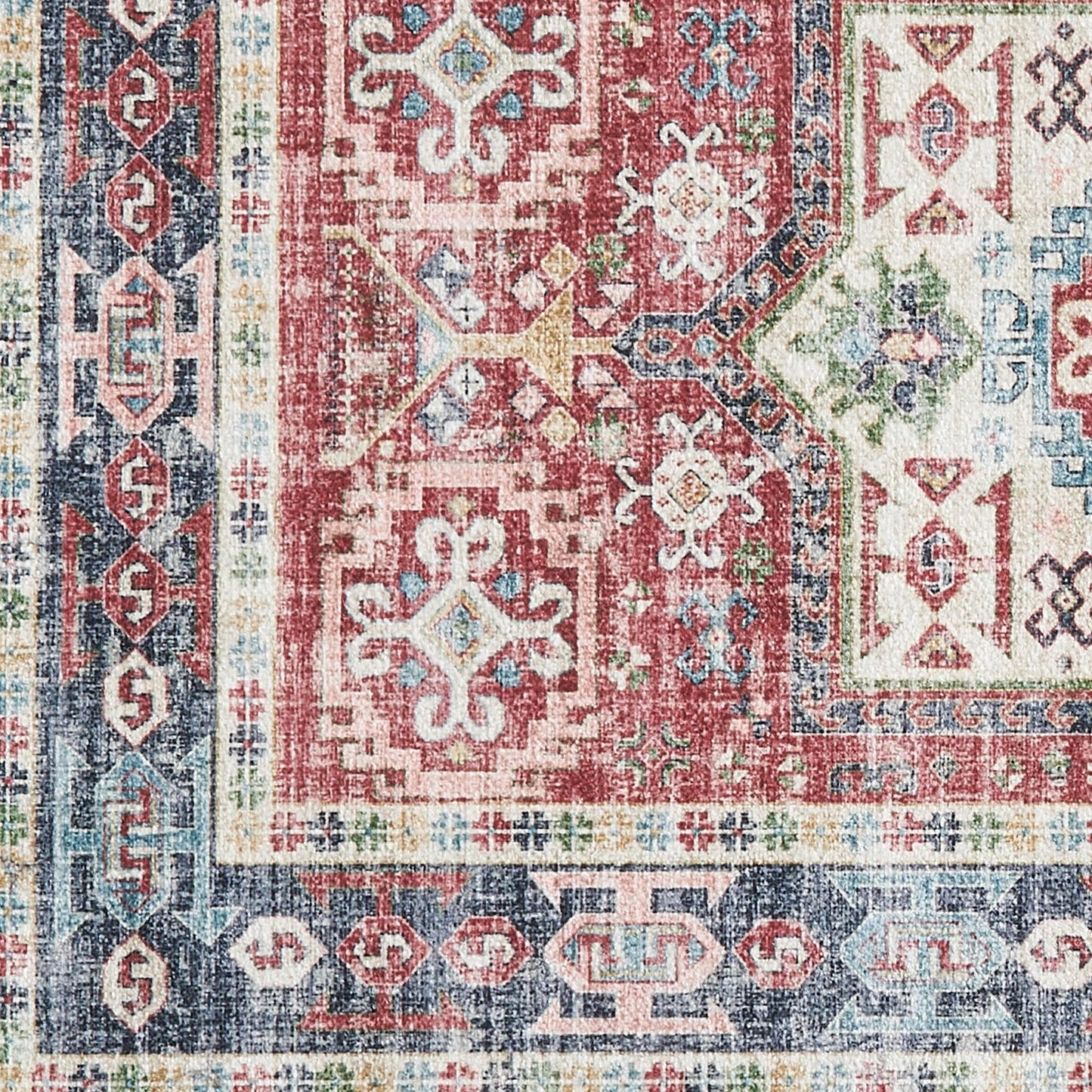 Multicolored patterned rug with intricate designs