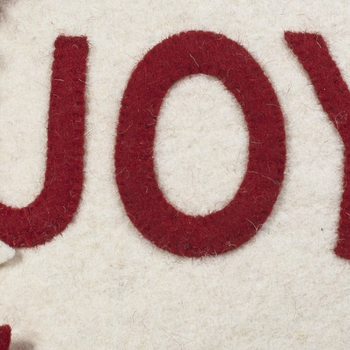 Hand Felted Wool Christmas Pillow - JOY Wreath Cream - 20" Arcadia Home