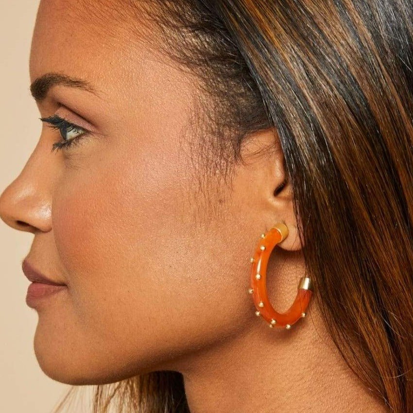 Harbor Resin Hoop Earrings - Carmel