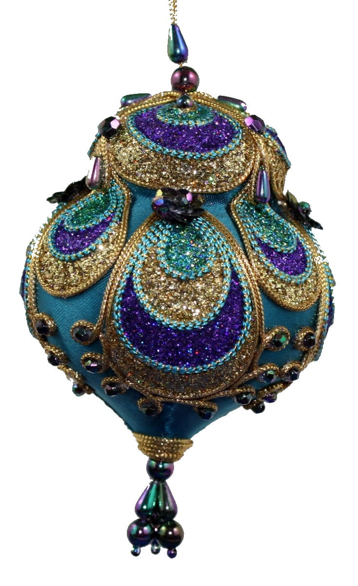 Aqua Paisley Ornament - Onion