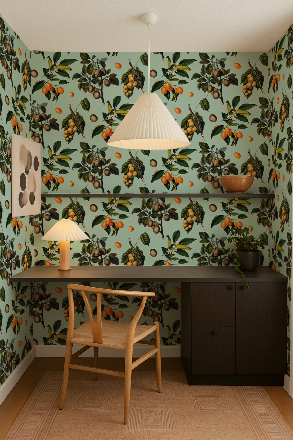 Vintage Orchard Wallpaper, robin egg