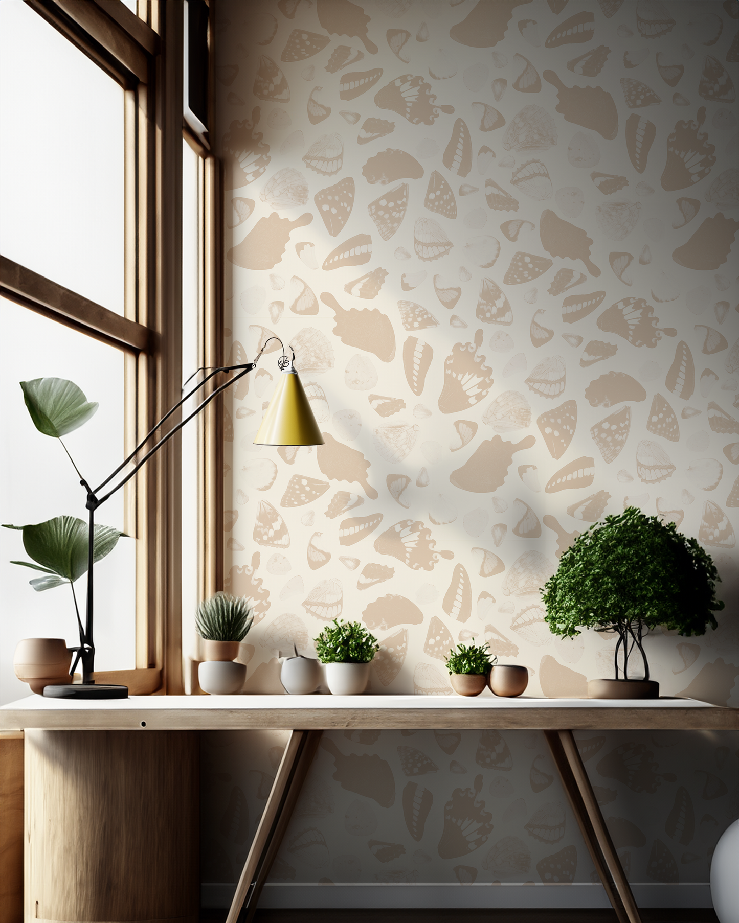 Butterfly Terrazzo Wallpaper, white and peach