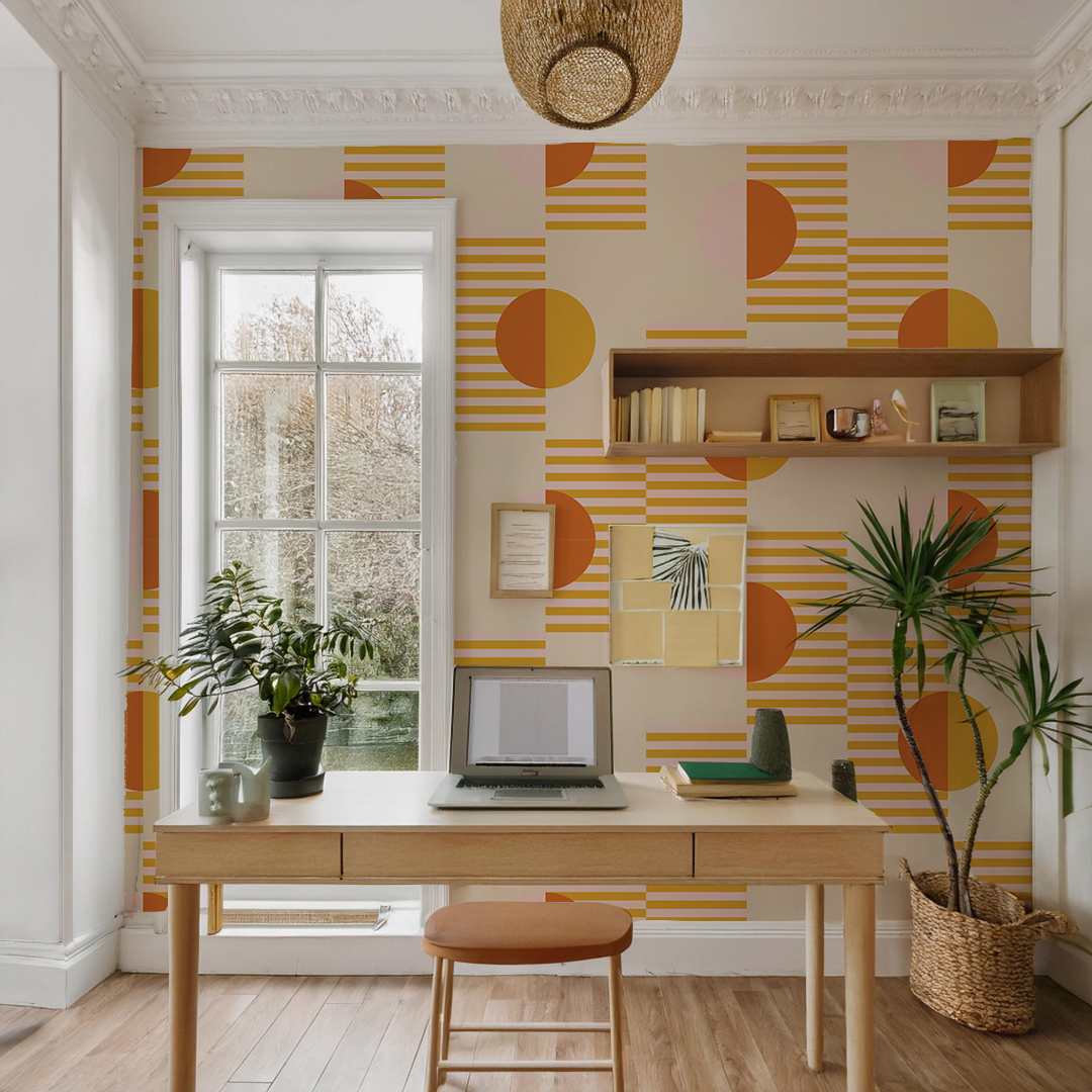 Summer Suns Wallpaper, yellow and orange