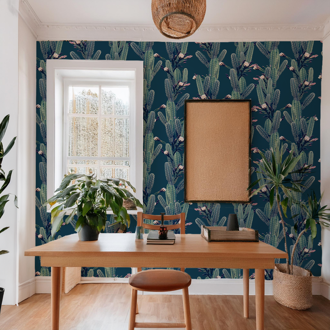 Los Cactus Wallpaper, blue