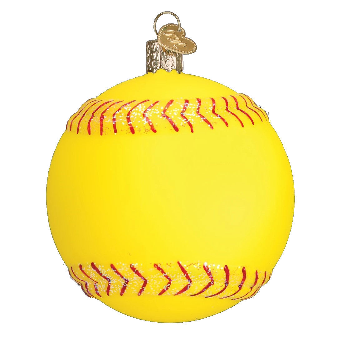 Softball Glass Ornament
