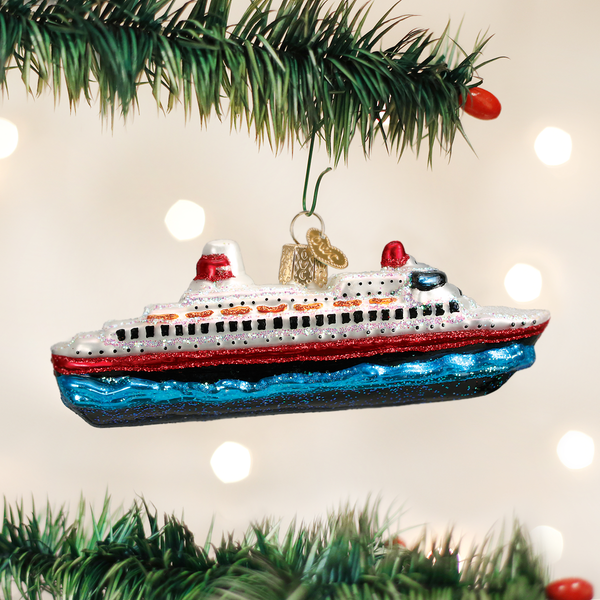 Cruise Ship Glass Ornament
