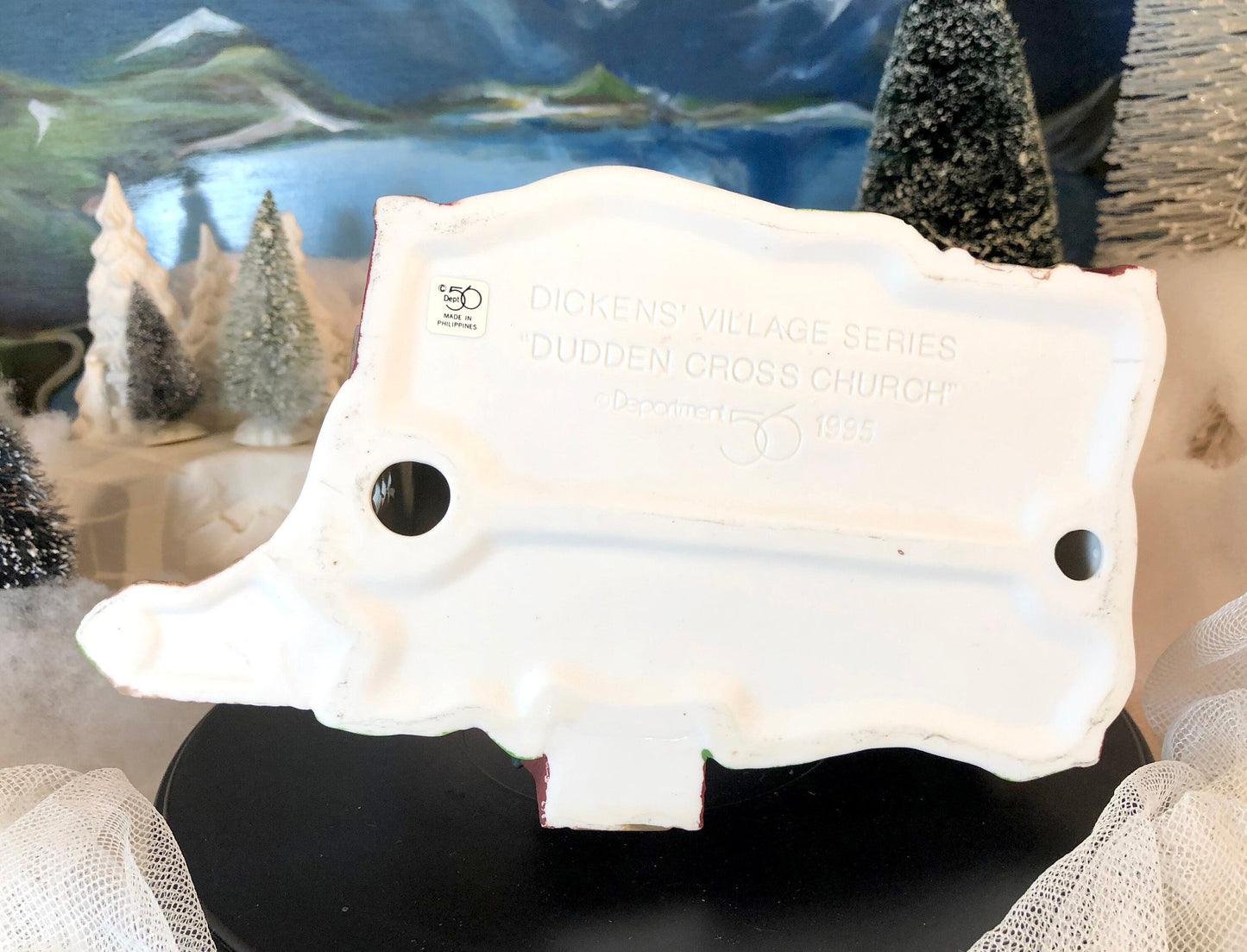 Department 56 Dickens Christmas Village Dudden Cross Church with Light