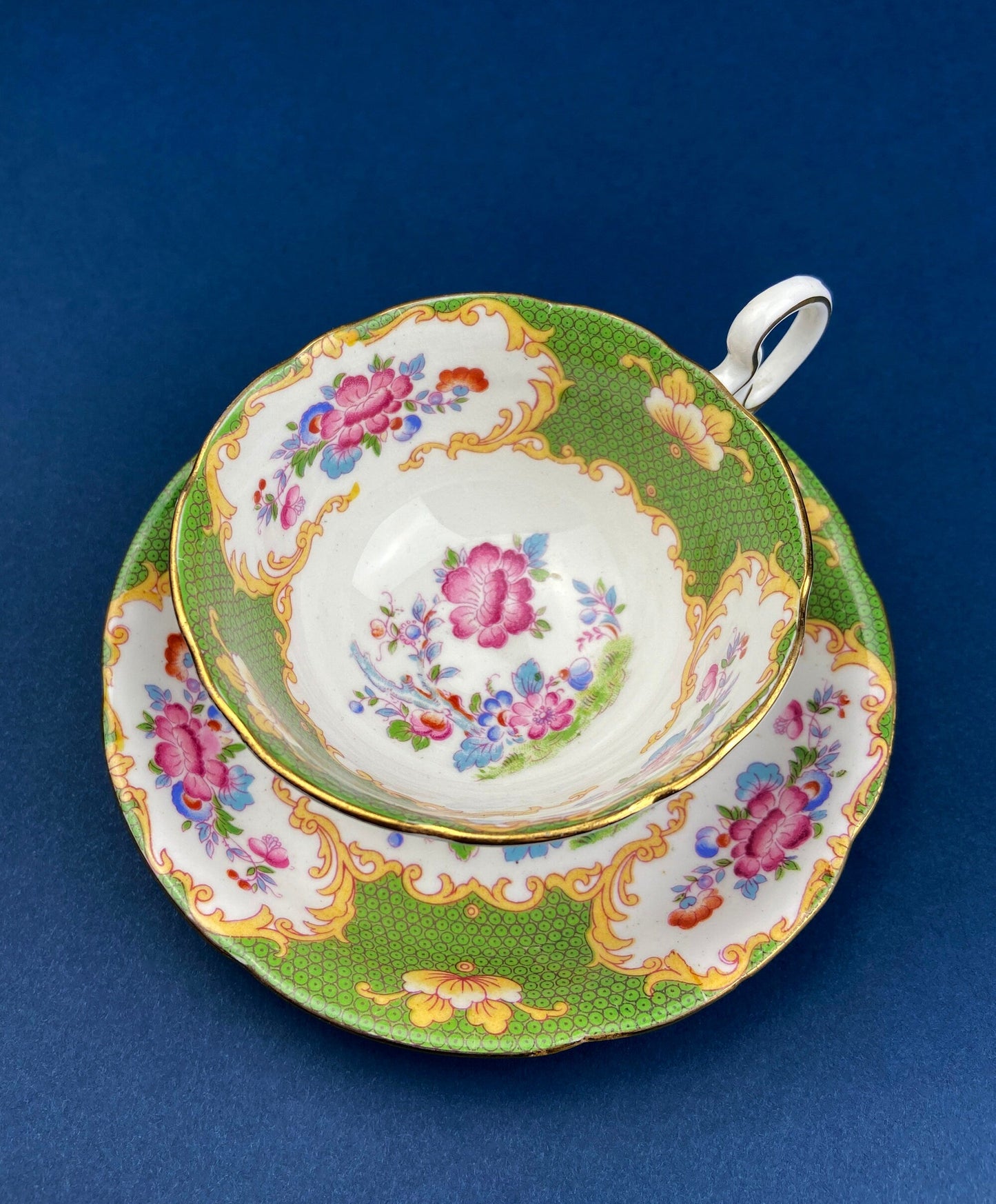 Tea or Coffee Cup and Saucer with Small Pink Roses. Aynsley Fine China. Dining Room Decor. Tea Party. French Country. Gift for Her.