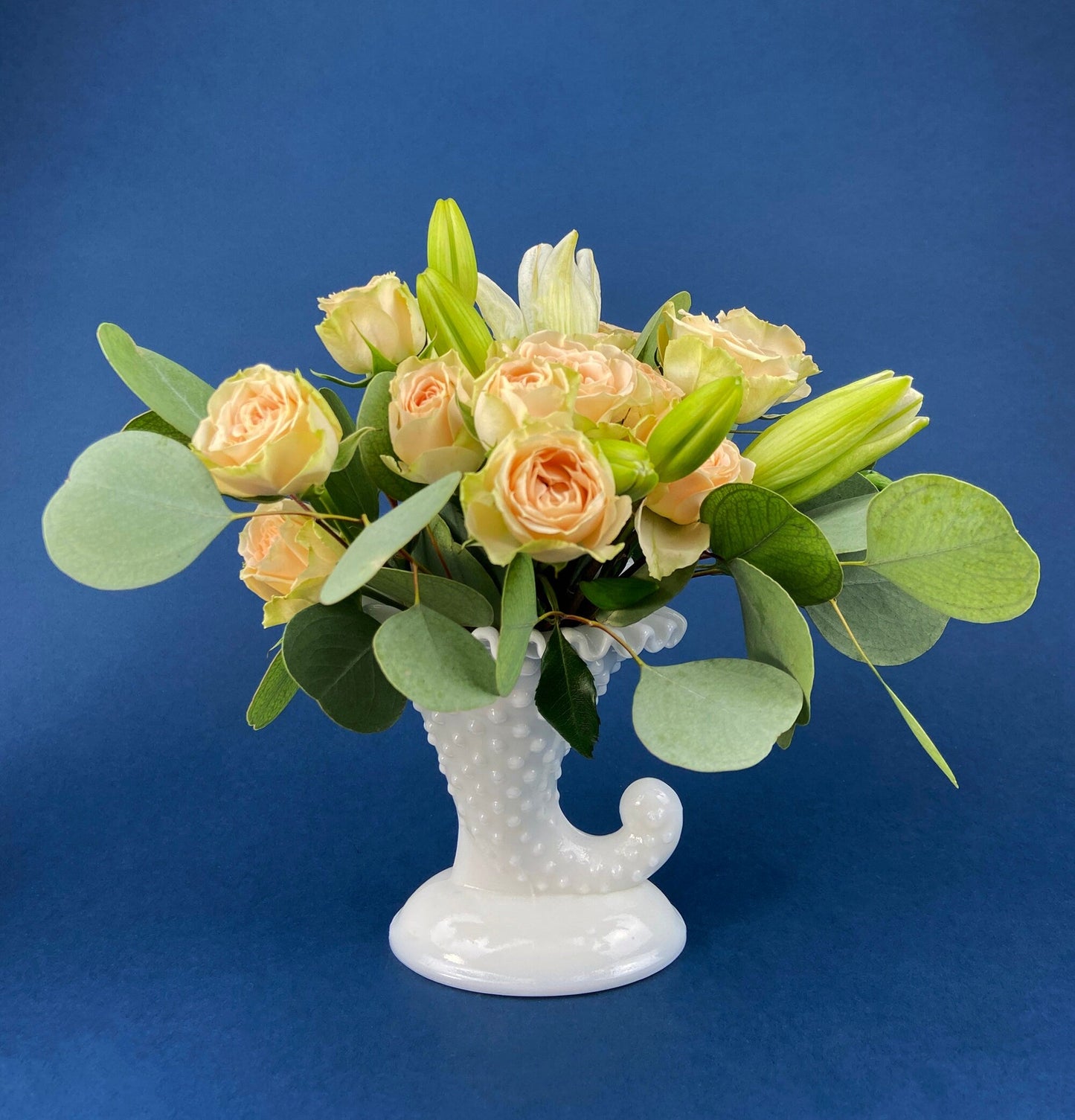 Large Milk Glass Oval Pedestal. White Hobnail Footed Fruit Bowl or Flower Vase. Urn with Scalloped Edge. Dining Room Decor. Wedding Gift.