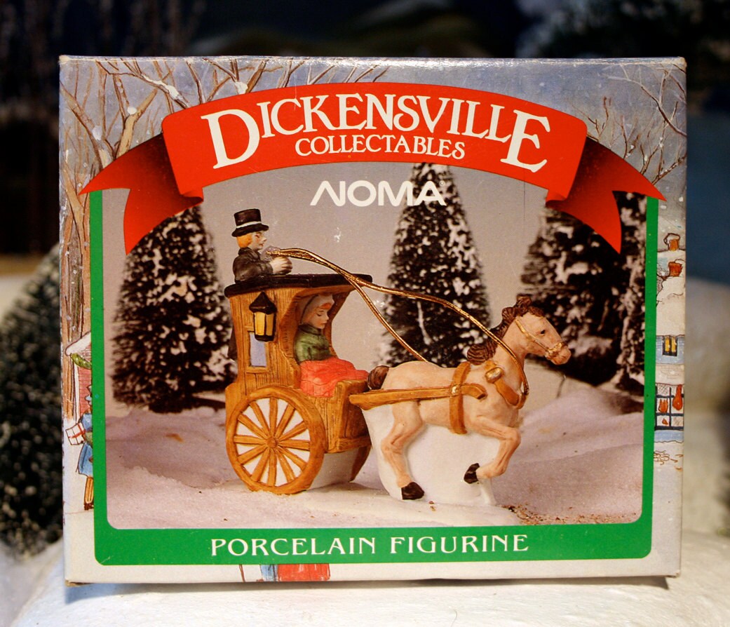 Christmas Village Figurines Dickensville Horse & Carriage, Driver