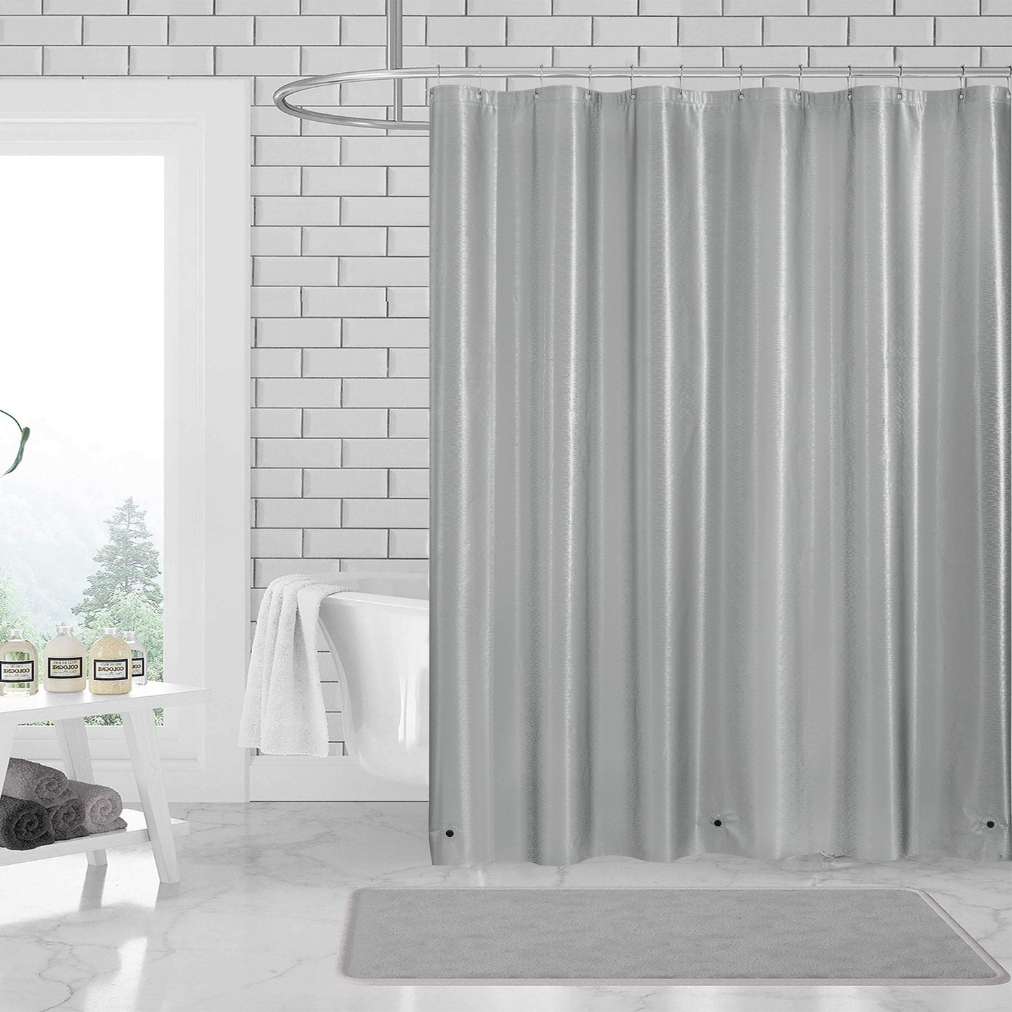 3D PEVA Polkadots Grommet Shower Liner With Magnetic Weighted Bottom, 70x72 Inches