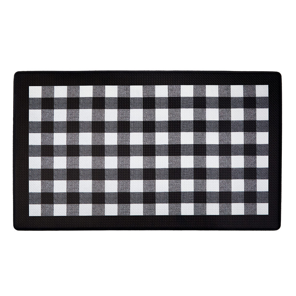 Buffalo Check Decorative Anti-Fatigue Mat, Black-White, 18x30 Inches