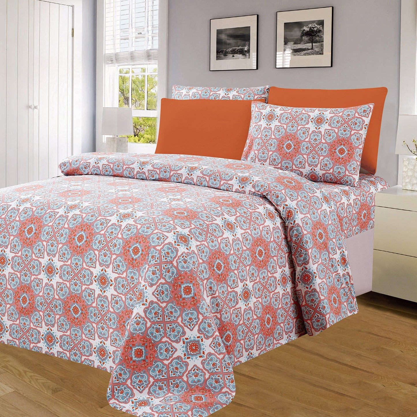 PREMIUS Lizz Wrinkle-Free Microfiber Sheet Set, Orange