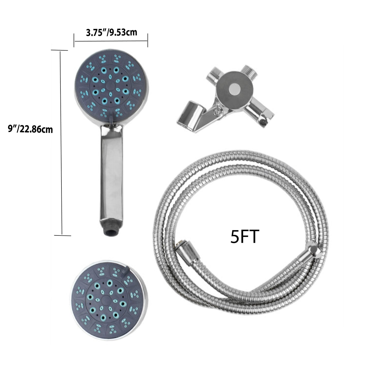 Home Basics Pure Paradise 3 Function Fixed and Handheld Dual Shower Head, Chrome