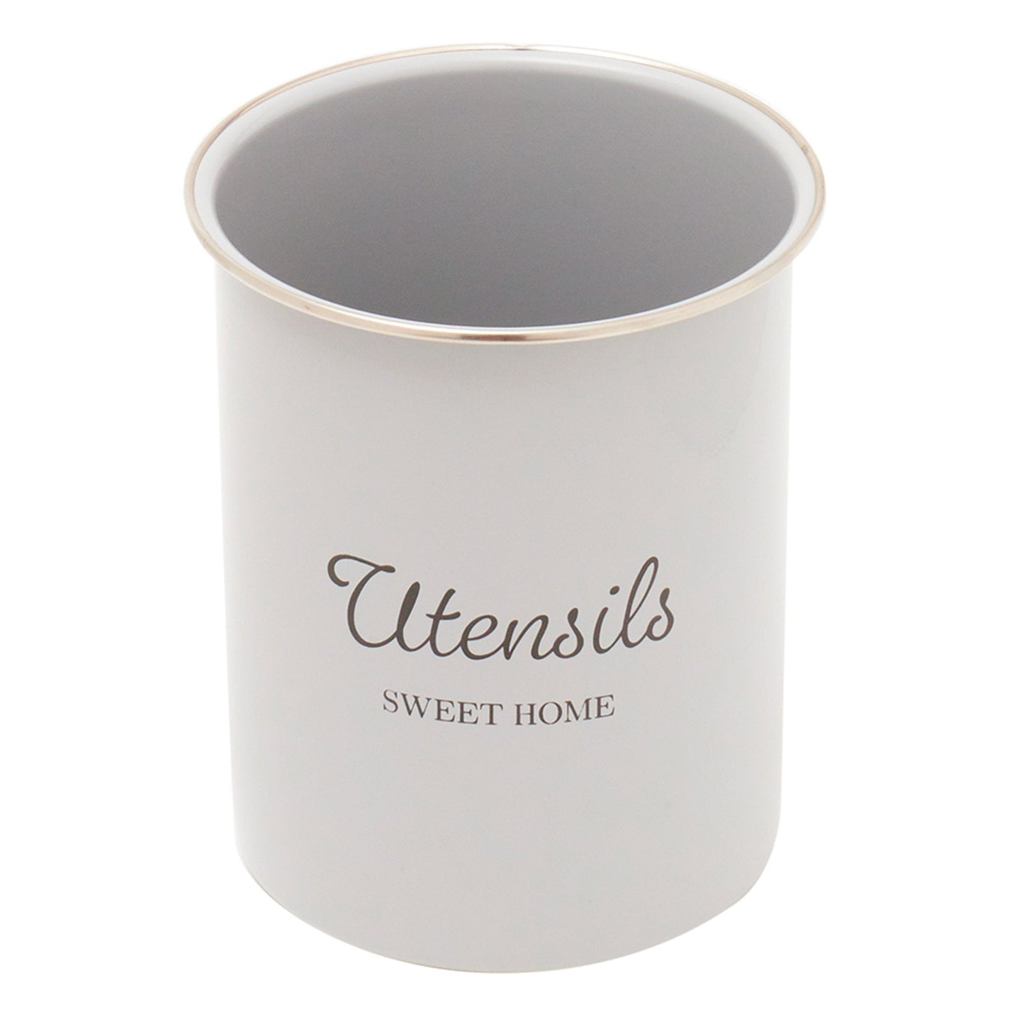 Home Basics Tin Kitchen Utensil Holder, Bonny Grey, 5x6 Inches