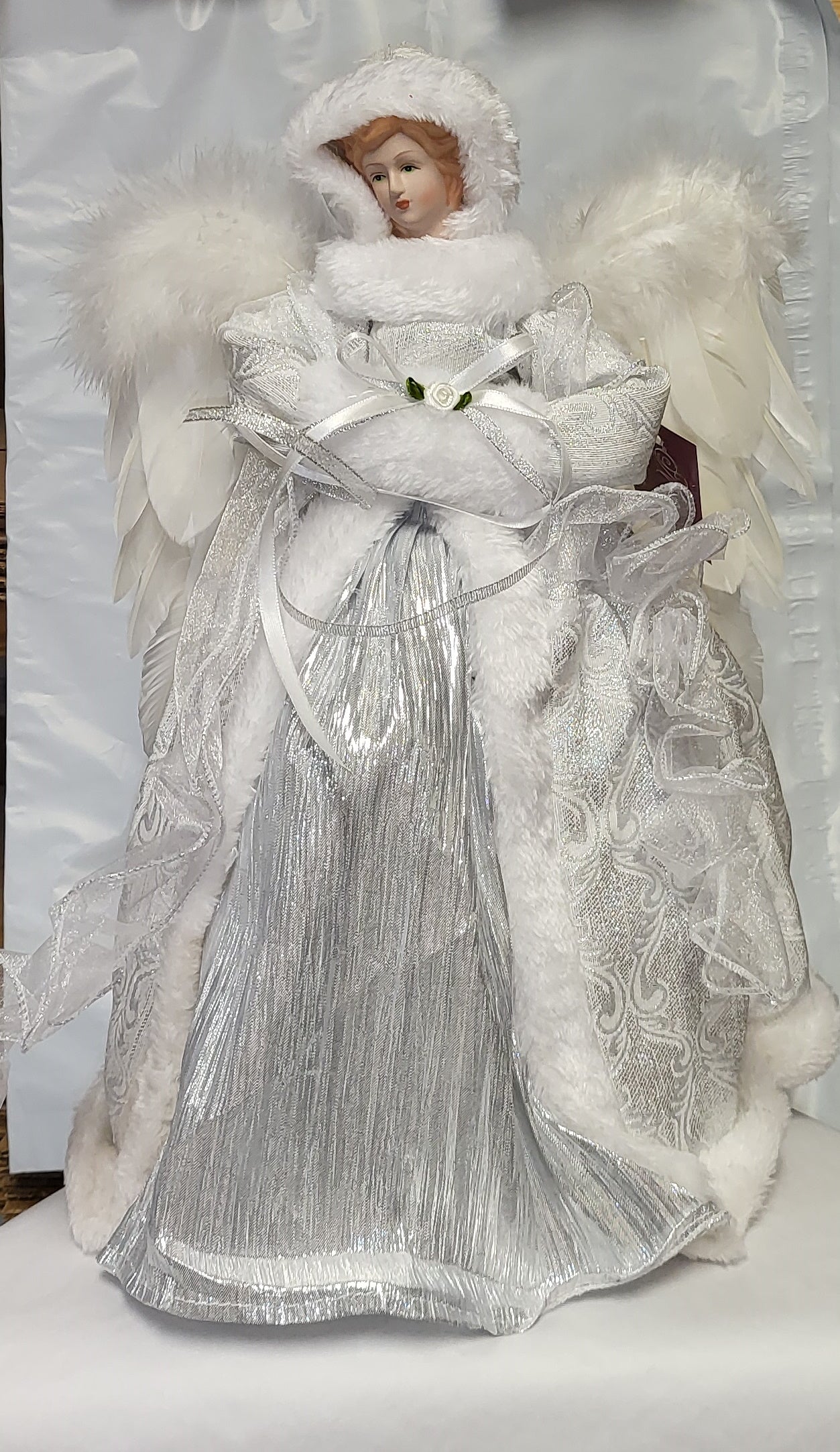 16 Inch Snowy Angel Treetopper - Silver
