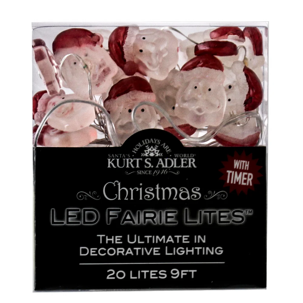 20-Light Battery-Operated LED String Lights - Santa