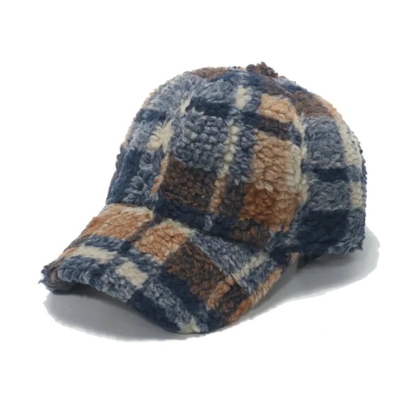 Lamb Wool Classic Plaid Baseball Cap