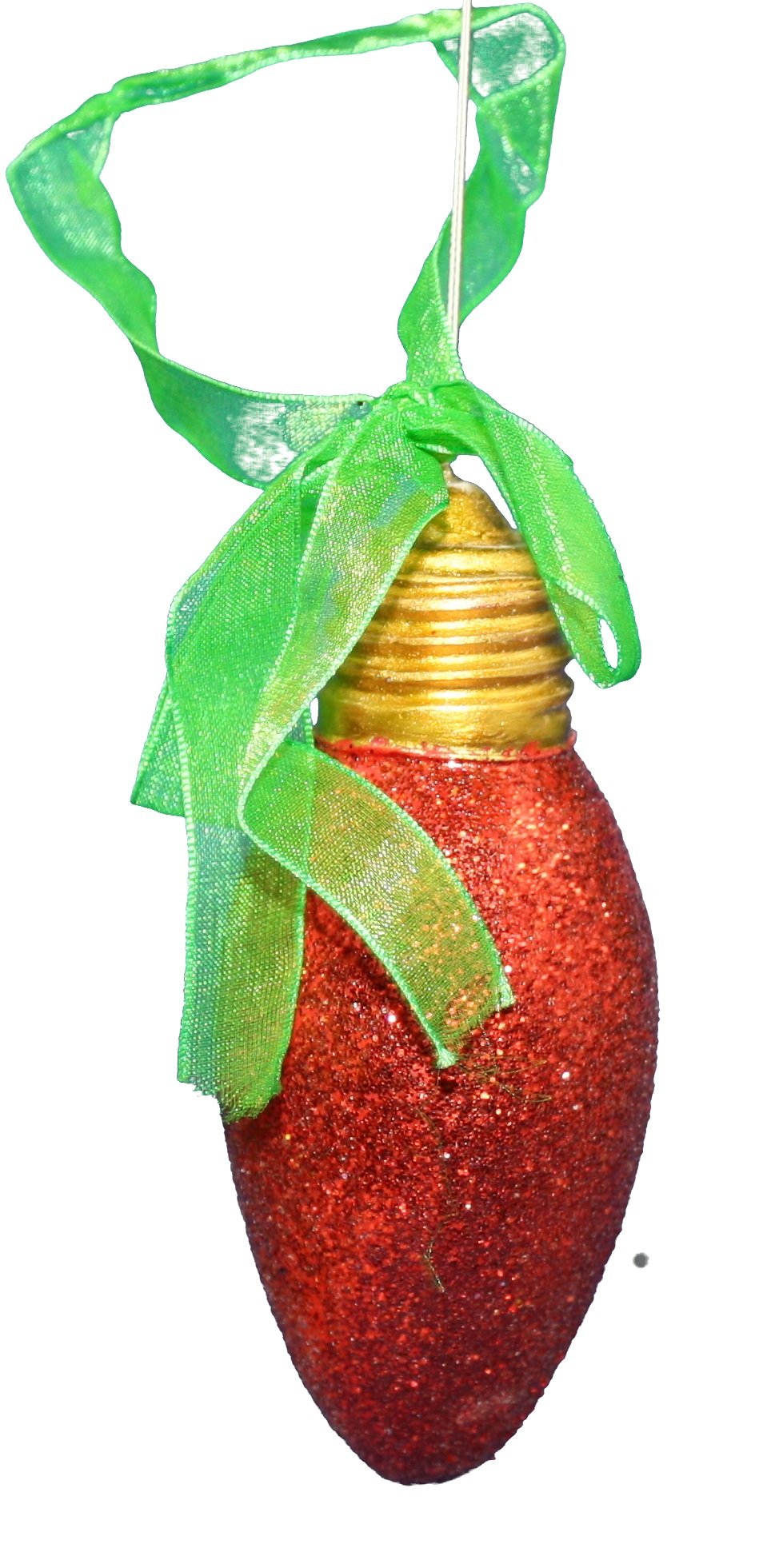 Glitter Bulb Ornament - Green